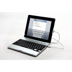 iPad 2/3/4 Bluetooth Keyboard+Plastic Stand Case 4000mah power bank silver