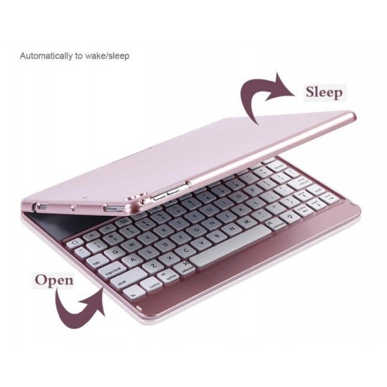 iPad 10.2/ 7th 2019 360 Rotation Aluminum Bluetooth Keyboard with Backlit Silver