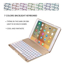 iPad 2017/2018 iPad Air 1 Bluetooth wireless keyboard Cover with backlit Gold