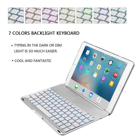 iPad Air 1/2 iPad 2017/2018 bluetooth wireless keyboard with backlit case Silver