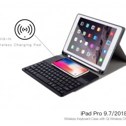 New 2019 iPad 10.2 inch 7th Bluetooth Keyboard Case with Qi Wireless charging