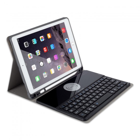 iPad 2018/2017/iPad Air/Air 2/Pro 9.7" Bluetooth Keyboard Case with Qi Wireless Black