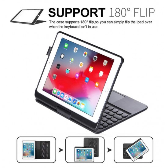 iPad 7th / 10.2 Air 3 2019/ Pro 10.5 2017 360 degree Rotating Led Backlit Bluetooth Touchpad Keyboard