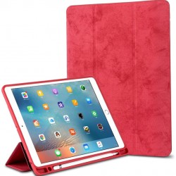 2019 iPad 10.2 7th Gen /iPad Pro 10.5 / iPad Air 3  Shockproof Smart Cover Case with Pencil Holder-Red