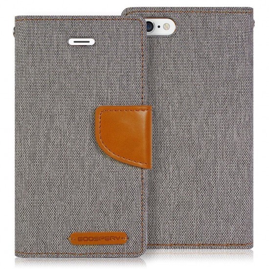 iPhone 7 plus / 8 plus Goospery Canvas Fabric Leather Protect Diary Case Grey