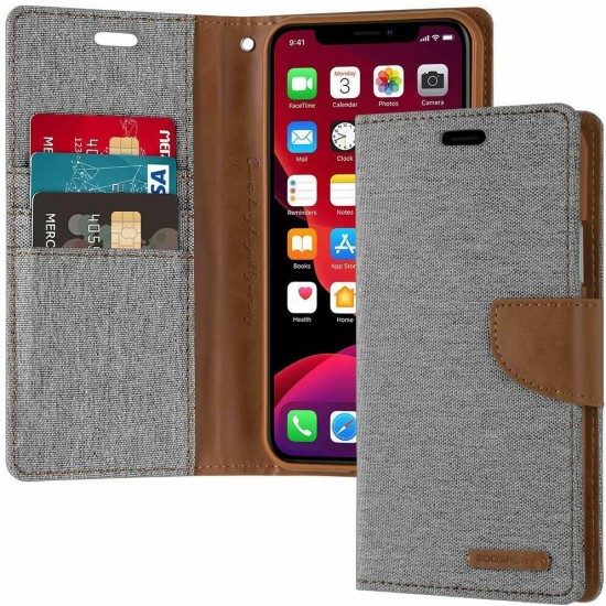 iPhone 11 Pro Max MERCURY Goospery Canvas Flip wallt Case Grey 6.5"