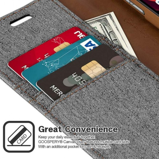 iPhone 11 Pro MERCURY Goospery Canvas Flip wallt Case Grey 5.8 inches