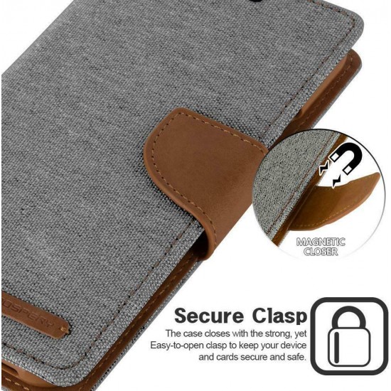 iPhone 11 MERCURY Goospery Canvas Flip Case Wallet Grey 6.1 inch