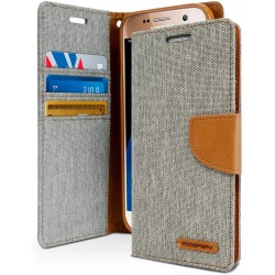 Samsung Galaxy S7 GOOSPERY Fabric Leather Wallet kickstand case Grey