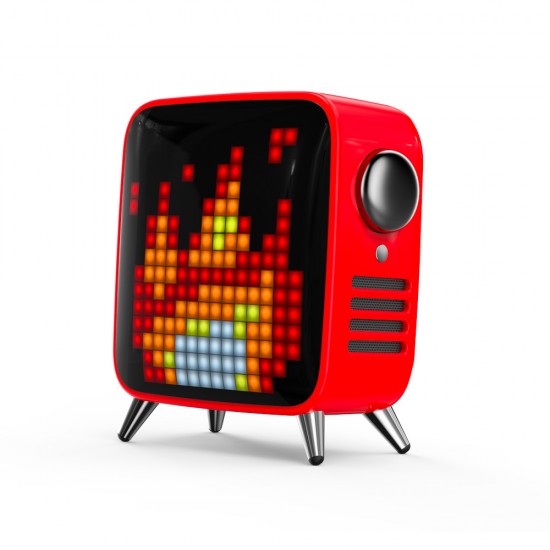 Pixel Tivoo-Max Wireless Bluetooth Speaker Box Audio Art Led Stereo Alarm Clock-Red