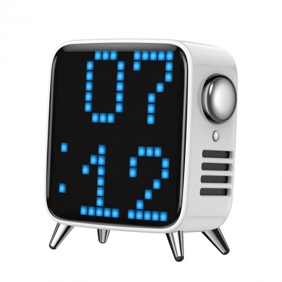 Pixel Tivoo-Max Wireless Bluetooth Speaker Box Audio Art Led Stereo Alarm Clock-White