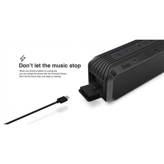 Voombox NFC Wireless Bluetooth Speaker Heavy Bass IPX5 Waterproof 6000mAh-Black