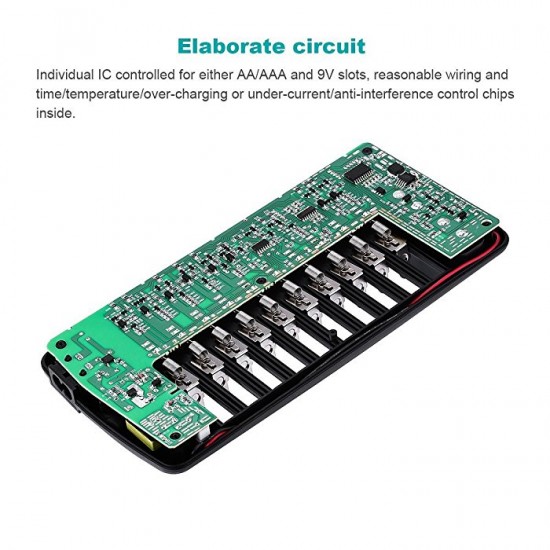 12 Slot Bay LCD Display Ni-MH Ni-CD 9V AA AAA Rechargeable Battery Smart Charger