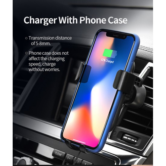 Fast car Charging Qi wireless charger phone holder Mount Air outlet