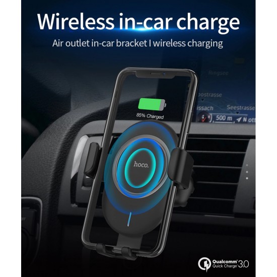 Fast car Charging Qi wireless charger phone holder Mount Air outlet