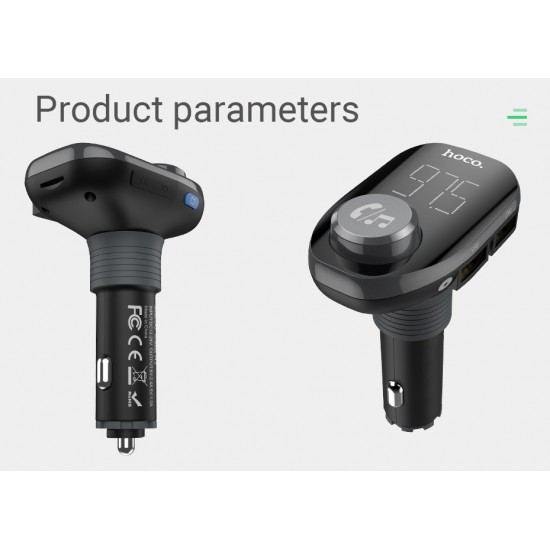 HOCO LED Wireless Bluetooth FM Transmitter Handsfree  Dual USB Car Charger