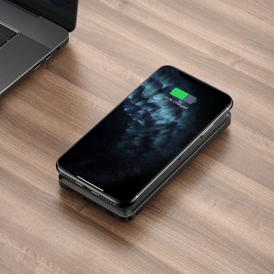 Potable Mobile Wireless charging power bank 10000mAh with LED indicator-Black