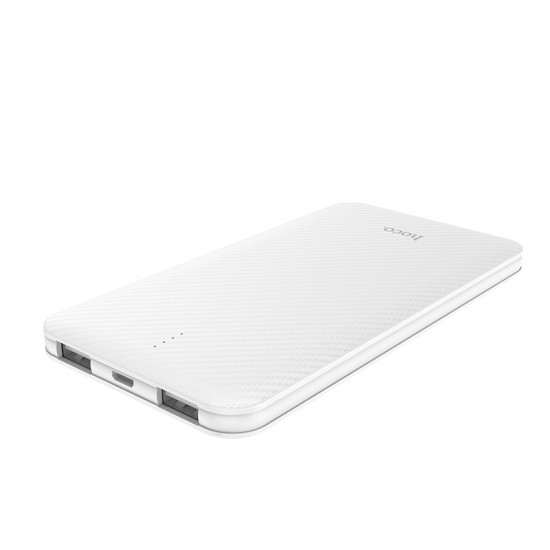 Ultra Slim 5000 mAh portable external mobile battery double USB output White