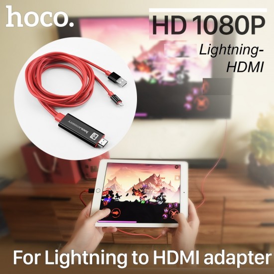 2M iPhone/iPad Lightning to HDMI Digital 1080P HDTV TV Adapter Smart Cable Red