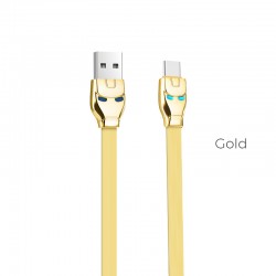 Steel man Type-C charging cable USB 1.2m 2.4A current With dual blue indicators-Gold