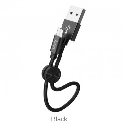 Premium Micro-USB charging data cable 0.25m current 2.4A with round wire clip-Black