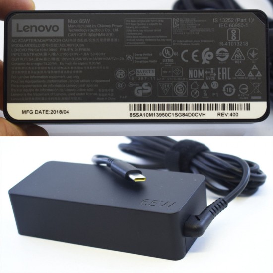 Lenovo 65W 20v 3.25a USB-C Type-C  ADLX65YLC3A Yoga 5 pro 720 910 Adapter