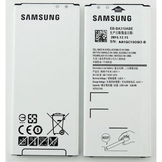 New SAMSUNG GALAXY A3 2016 year A310 EB-BA310ABE capacity 2300 mAh battery