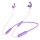 Fitness Wireless Bluetooth Headphones Neckband LED Light  With Mic Purple