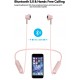 Magnetic Bass Lightweight Neckband Fitness Gym Sports Bluetooth Wireless Earphones with Mic Pink