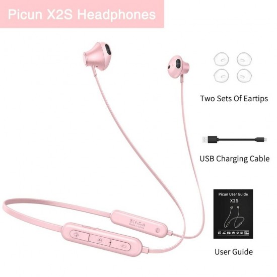 Wireless Bluetooth 5.0 Sport Gym Running Headphones Magnetic  with Mic Pink