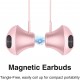 Wireless Bluetooth 5.0 Sport Gym Running Headphones Magnetic  with Mic Pink