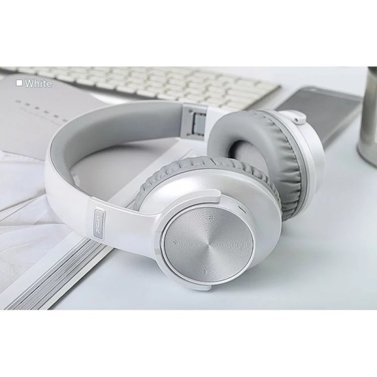 BT 5.0 Over Ear 1000mAh 42Hrs Play Touch Bass Stereo Wireless Headphone with Mic White