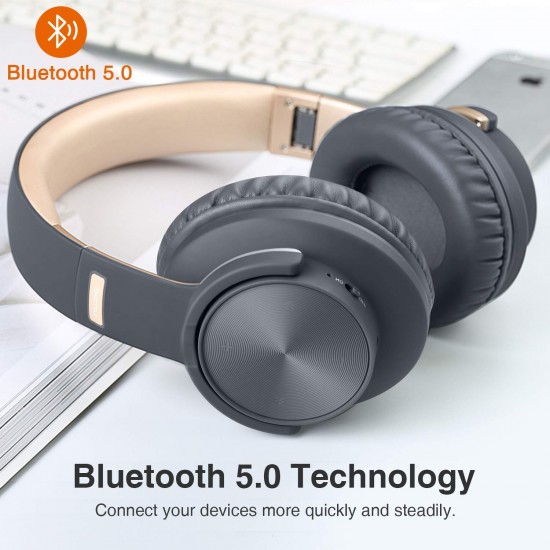 Over Ear 40H Wireless Bluetooth V5.0 Foldable Headphones Super Bass With Mic