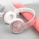 Wireless Bluetooth Headphones LED light With Mic Foldable Headset Rose Gold