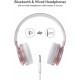 Wireless Bluetooth Headphones LED light With Mic Foldable Headset Rose Gold