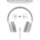 Wireless Headphones Bluetooth 5.0 Foldable Headphone Headset with Mic Led White