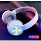 Wireless Headphones Bluetooth 5.0 Foldable Headphone Headset with Mic Led White