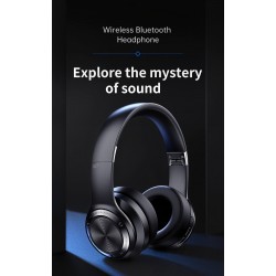 Wireless Headphones Bluetooth 5.0 Headset 40H Play time Touch Control Stereo with Mic Support TF for phone PC-Black