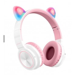 LUCKY CAT Style LED Color Changing Wireless Bluetooth Headsets with Mic-White Pink