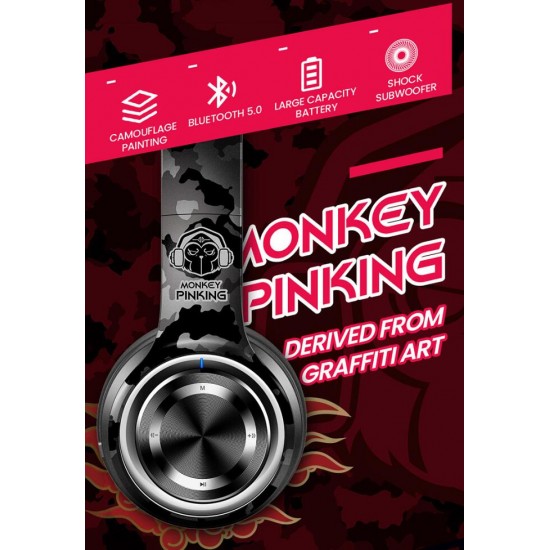 Monkey Pinking Wireless Bluetooth 5.0 Supper Bass Stereo Headphones Headsets