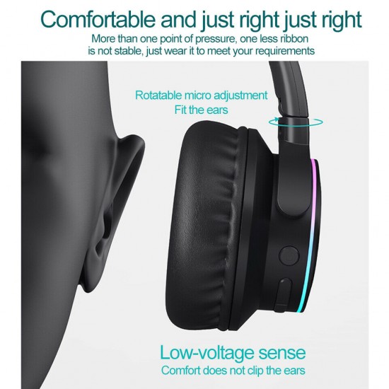 Wireless bluetooth 5.0 Bass Headphones Headset LED Stereo Bass Touch Control