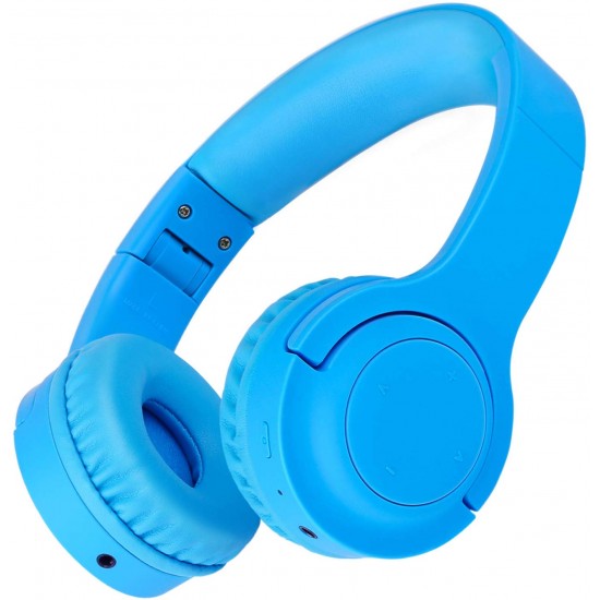 Kids Children Wireless Bluetooth Headphones Foldable Stereo Built-in Mic-Blue