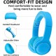 Kids Children Wireless Bluetooth Headphones Foldable Stereo Built-in Mic-Blue