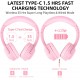 Kids Children Wireless Bluetooth Headphones Foldable Stereo Built-in Mic-Pink