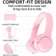 Kids Children Wireless Bluetooth Headphones Foldable Stereo Built-in Mic-Pink