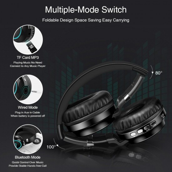 Bluetooth Headphones LED Wireless Stereo Earphones Super Bass Headset