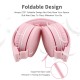 Kids Headphones 85 dB Volume Limited Stereo Foldable Lightweight Headset Pink