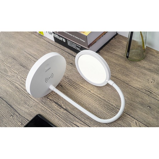 Touch Control Rechargeable Desktop Table LED Lamp with Wireless Charger-White