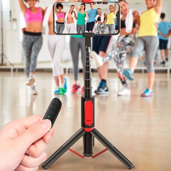 Aluminum Wireless Bluetooth Selfie Stick Tripod with Remote for iPhone Android