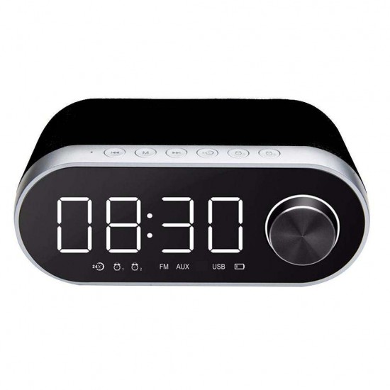 Wireless Bluetooth Speakers Dual Alarm Clock Support Playback FM/TF Card Aux USB